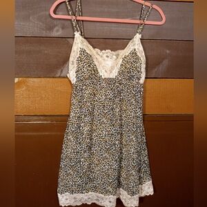 Like New Victoria's Secret Large Padded Cheetah Print & Cream Lace  lingerie